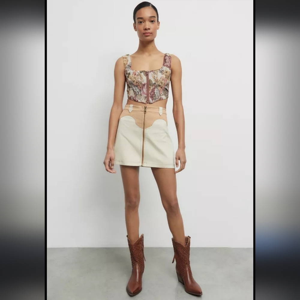 Love Riche Floral and Tan Skirt
